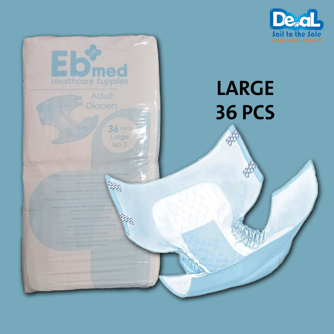 Eb med Adult Diapers 36Pieces | Large Size
